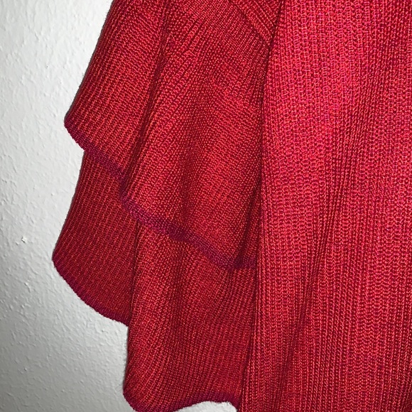 Cupio Red Ruffle Sleeve Sweater - Picture 4 of 5